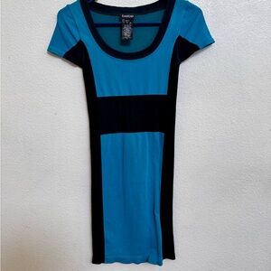 Bebe Teal and Black Knit Top